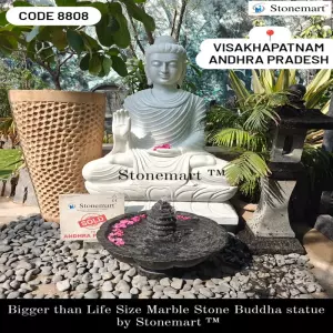 Sold To Visakhapatnam, Andhra Pradesh - 122 Cm, 500 Kg White Marble Stone Abhaya Mudra Buddha Sculpture For Garden