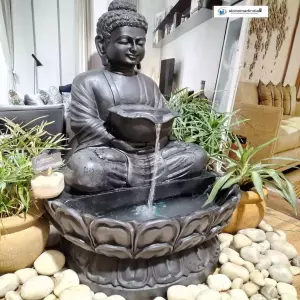3 Feet Hand Carved Stone Buddha Fountain For Garden