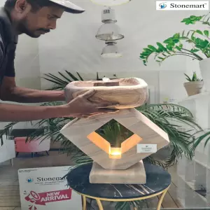 19 Inch Modern Stone Lamp And Table Top Fountain