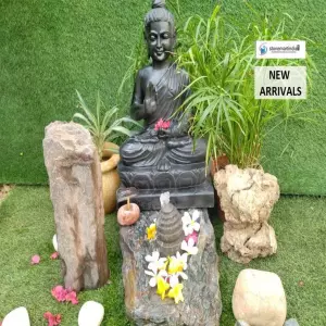 Sold 2 Feet Black Vitarka Mudra Buddha Statue