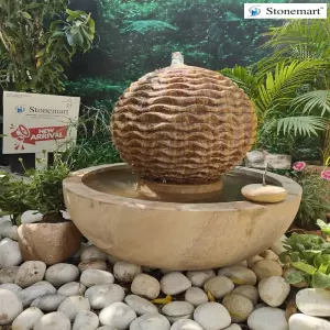 26 Inch Sandstone Sphere Water Fountain