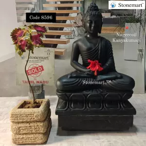 Sold To Kanyakumari, Tamil Nadu - Black Stone Meditating Buddha Statue For Home In 2Ft