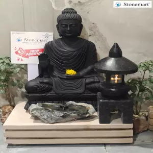 Available - Divine Black Marble Abhaya Mudra Buddha Sculpture For Home And Garden
