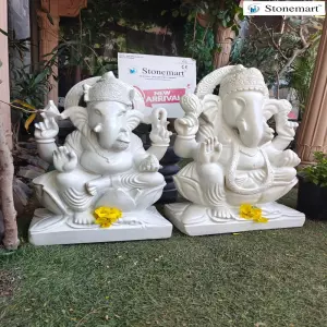 2 Feet And 2.5 Feet White Marble Ganesha Statues For Offices, Villas, Resorts, Hotels, Farmhouses