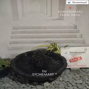 Sold To Kanyakumari, Tamil Nadu - Intricately Carved Granite Urli Birdbath Fountain For Home And Garden