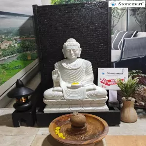 Available - Big Stone Buddha Fountain For Peace And Prosperity