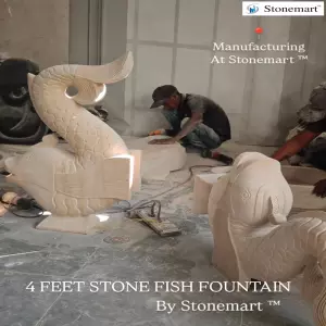Carving 4 Feet Handcarved Stone Fish Water Fountains