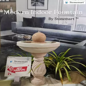 Sold To Bengaluru, Karnataka - Stone Bird Bath Water Feature For Minimalist Living Room And Balcony Decor