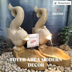 Sold To Jhansi, Uttar Pradesh - 4 Feet Natural Stone Modern Fish Fountains For Entrances