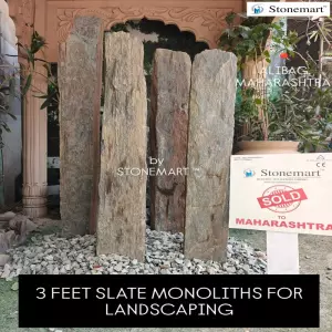 Sold To Alibag, Maharashtra - 3 Feet Peacock Slate Monoliths For Exterior Decor