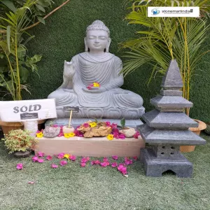 Sold 3 Feet Grey Marble Buddha Statue For Garden