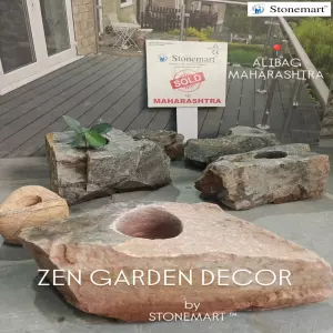 Sold To Alibag, Maharashtra - Big Size Natural Stone Rock Boulder Planters For Balconies And Gardens