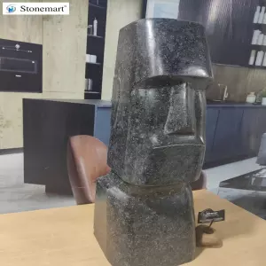 Sold To Bengaluru, Karnataka Hand Made Granite Moai Face Statue