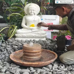 Sold To Kannur, Kerala - White Marble Stone Buddha Statue Carving For Indoor And Outdoor