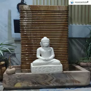 3 Feet Panel Fountain With Marble Buddha Statue