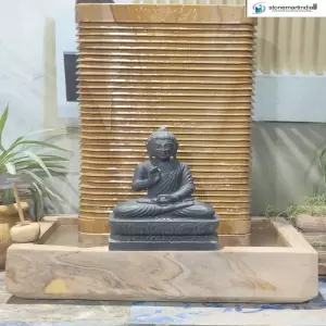 3 Feet Panel Fountain With Black Marble Buddha