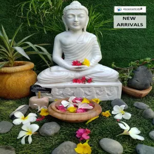 Sold 2 Feet White Marble Buddha Statue In Dhyana Mudra