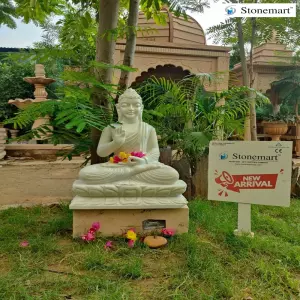 Sold To Kolkata, West Bengal 2 Feet Gautam Buddha Marble Statue In Vitarka Mudra