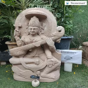 Sold To Khamgaon, Maharashtra 3 Feet Stone Saraswati Statue