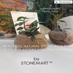 Sold To Kanyakumari, Tamil Nadu - Natural Stone Boulder Pots And Planters For Modern Balcony And Garden Decor