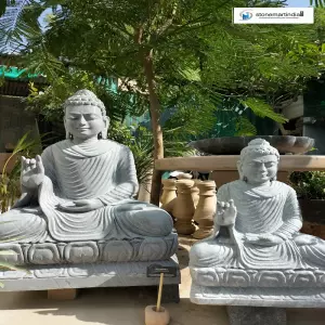 2 Feet And 3 Feet Grey Marble Buddha Statue