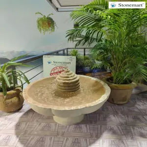 Sold To Bengaluru, Karnataka 21 Inch Pink Sandstone Water Fountain