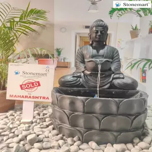 Sold To Thane West, Maharashtra Hand Carved 3 Feet, 250 Kg Black Marble Buddha Water Fountain For Home Decor And Garden Decor