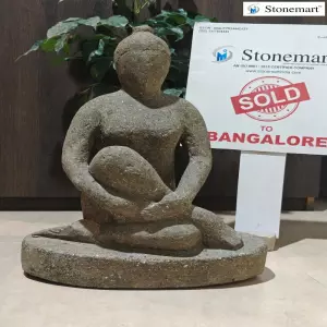 Sold To Bengaluru, Karnataka - Modern Abstract Stone Sculpture Of Sitting Lady For Foyer Area And Garden