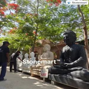 Available (Only 5 & 6 Feet) Hand Carved 4 Feet, 5 Feet, And 6 Feet Marble And Stone Buddha Idols For Outdoor