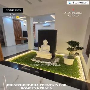 Client Testimonial Of 5 Feet Big Stone Buddha Waterfall Fountain From Alappuzha, Kerala