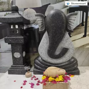 3 Feet Granite Modern Abstract Ganesha With 38 Inch Pagoda