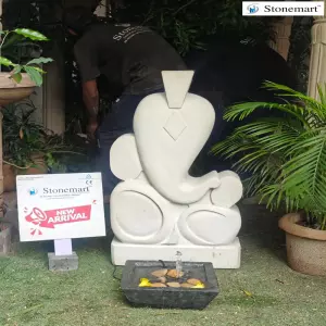 Stone Ganesha Abstract Sculpture With Small Granite Water Feature
