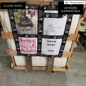 Packing 3 Feet Black Marble Garden Buddha Sculpture For Shipping To Mysuru, Karnataka