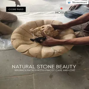 Natural Stone Bird Bath Fountain Packed And Shipped To Hosur, Tamil Nadu