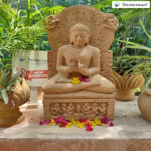 2.5 Feet Sarnath Buddha Statue In Antique Finish From Stonemart