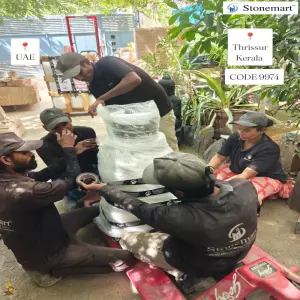 Packing Black Marble Stone Buddha Statue For Shipping To Thrissur, Kerala