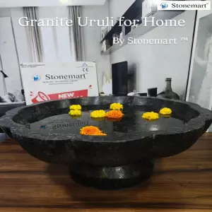 Granite Floral Urli Bowl For Entrances And Receptions