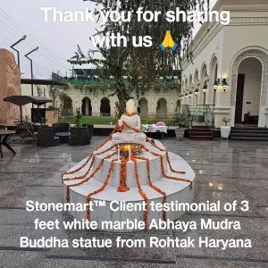 Client Testimonial Of 3 Feet Marble Buddha Sculpture From Rohtak, Haryana