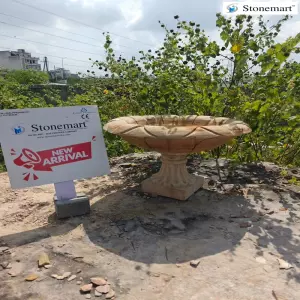 Natural Stone Carved Bird Bath For Balcony, Garden, And Terrace Decor