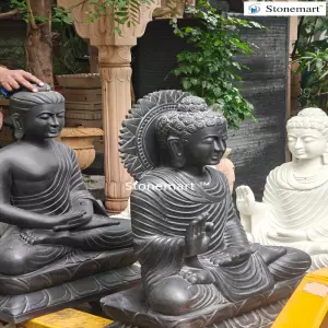 Available - 36 Inch Buddha Stone Statues For Minimalist Interior And Exterior Decor