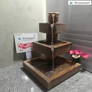 Hand-Carved Natural Stone Cascading Water Fountain