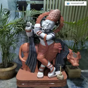 Sold To Jhansi, Uttar Pradesh 3.5 Feet Stone Krishna Sculpture