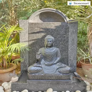 Sold 4 Feet Black Buddha Fountain For Garden