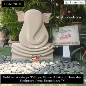 Sold To A Popular Resort In Karjat, Maharashtra - 2Ft Modern Abstract Ganesha Stone Sculpture For Spiritual Decor