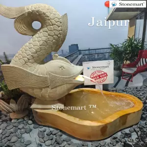Sold To Jaipur, Rajasthan - Big Size Modern Stone Fish Water Fountain For Indoor And Outdoor