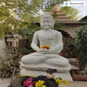 Sold Meditation Mudra 3 Feet Marble Buddha Statue