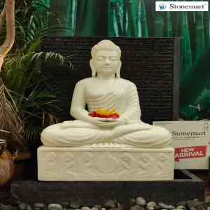 Sold To Khanna, Punjab 39 Inch, 250 Kg Granite Waterfall With 2.5 Feet, 120 Kg White Marble Buddha Statue