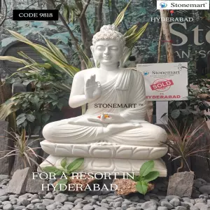 Sold To Hyderabad, Telangana - 3 Feet, 180 Kg White Marble Buddha Idol For Vastu