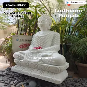 Sold To Ludhiana, Punjab - 92Cm Dhyana Mudra White Buddha Idol For Interior And Exterior Decor