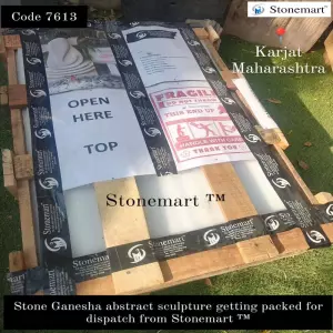 2Ft Stone Abstract Ganesha Sculpture Packed For Dispatch To Karjat, Maharashtra